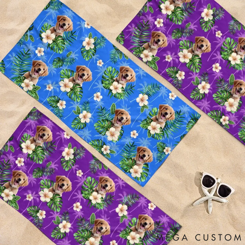 Personalized Pet Lover Custom Photo Hot Days Beach Towel