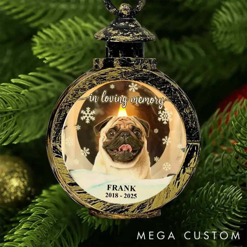 Personalized Pet Lover Custom Photo Forever Loved Memorial Pet Christmas Lantern