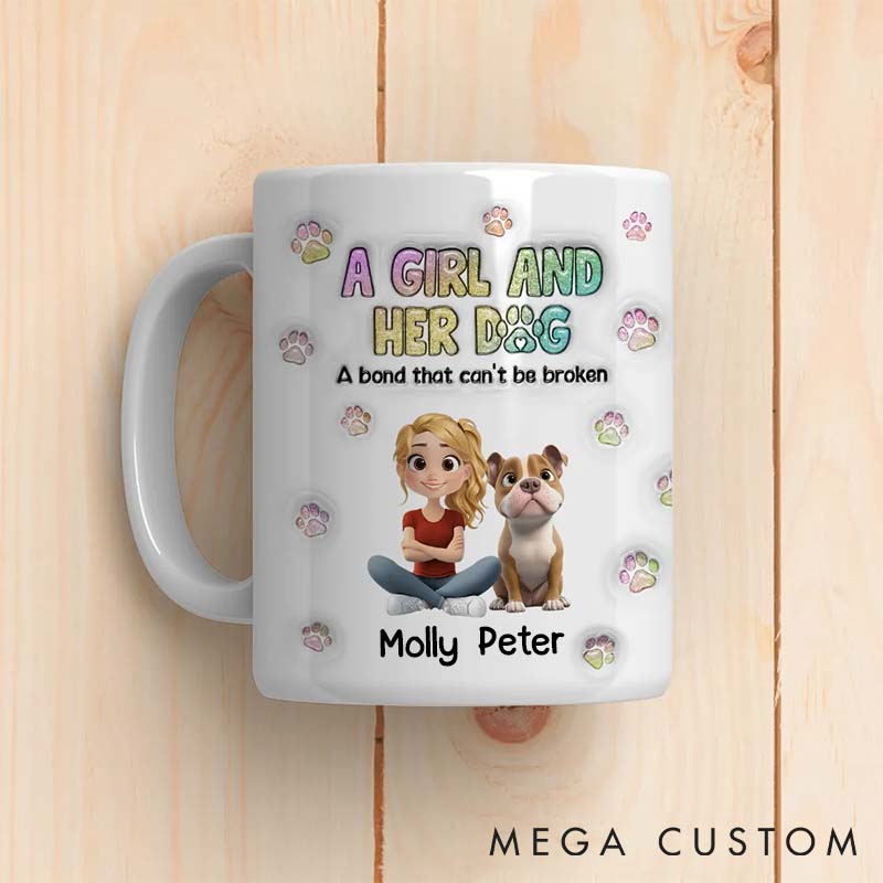 Personalized Dog Lover a Girl and Her Dogs Mugs