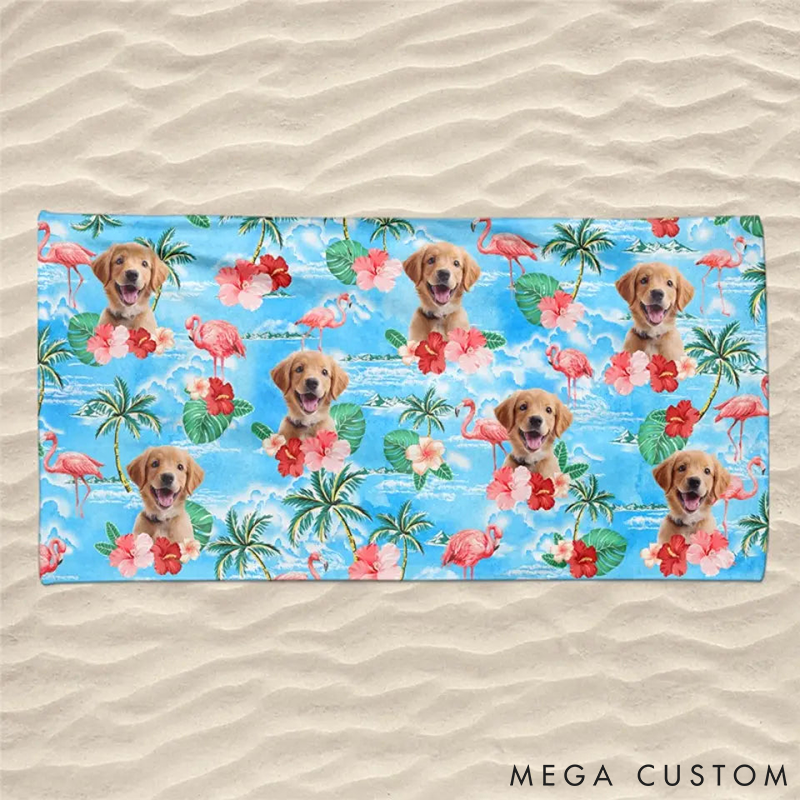 Personalized Pet Lover Custom Photo Holiday Mode Accelarated Beach Towel