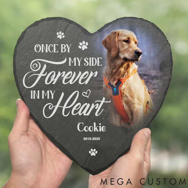 Personalized Pet Lover Custom Photo Heart Shaped Memorial Stone Garden Stone