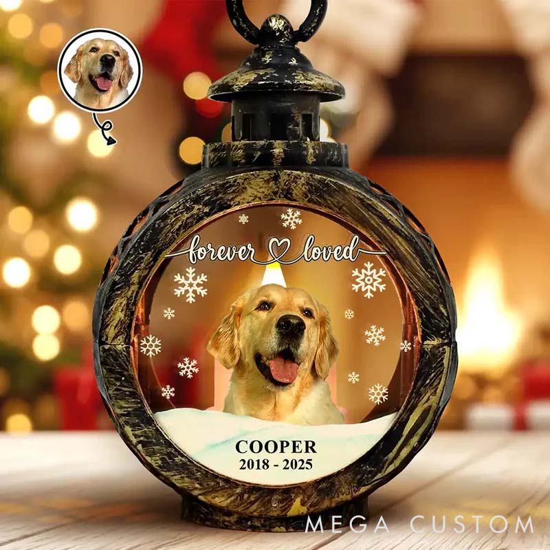 Personalized Pet Lover Custom Photo Forever Loved Memorial Pet Christmas Lantern