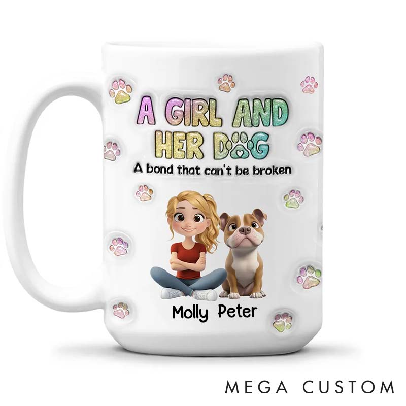 Personalized Dog Lover a Girl and Her Dogs Mugs