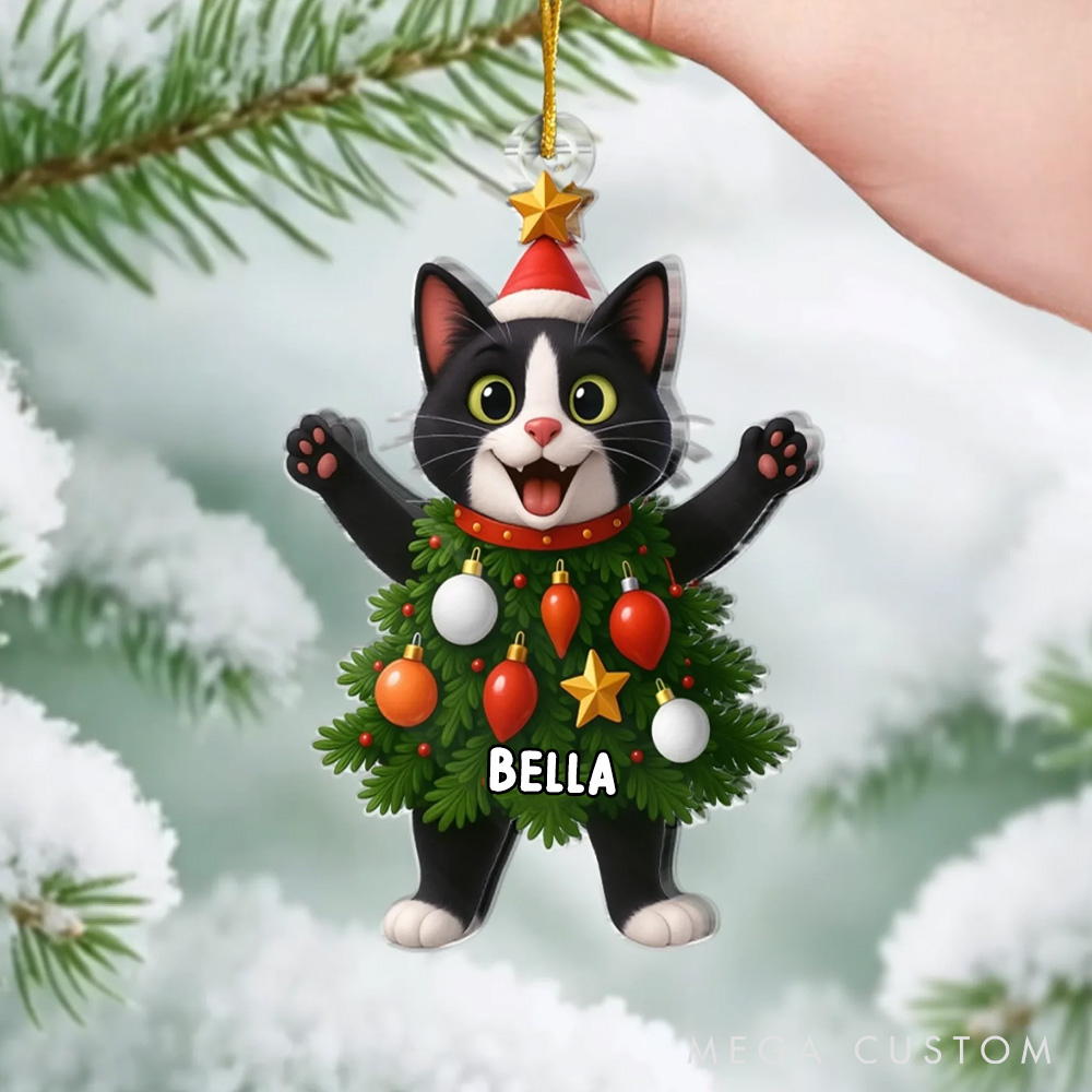 Personalized Cat Lover Festive Fur Real Christmas Ornament