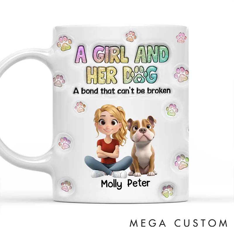 Personalized Dog Lover a Girl and Her Dogs Mugs
