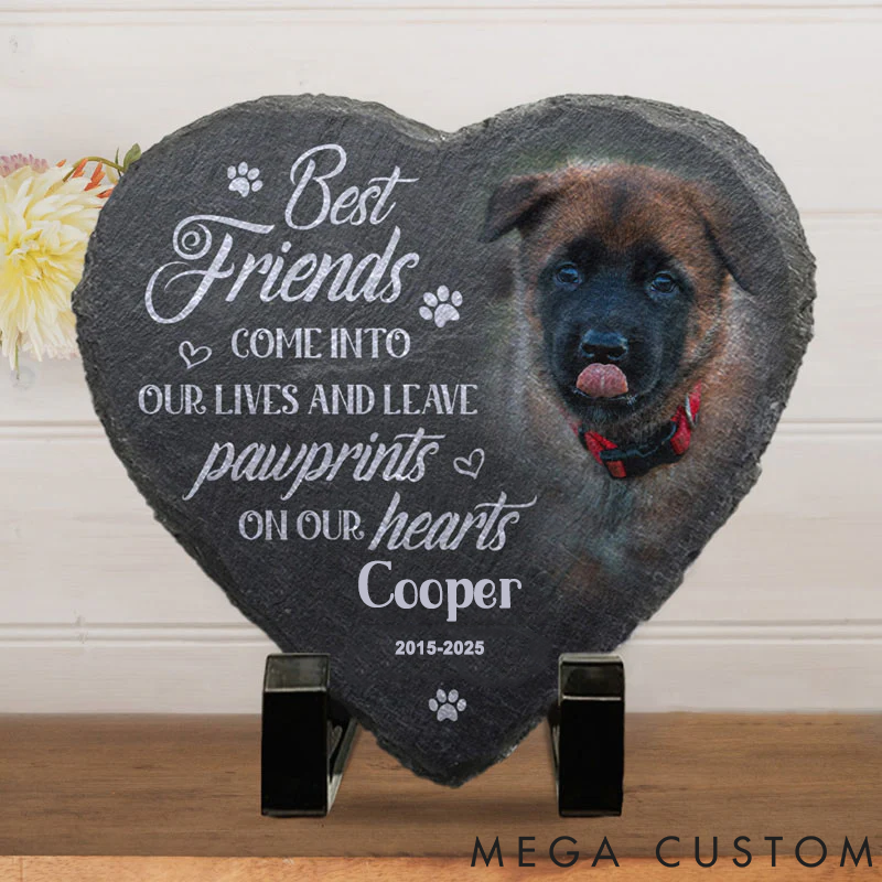 Personalized Pet Lover Custom Photo Heart Shaped Memorial Stone Garden Stone