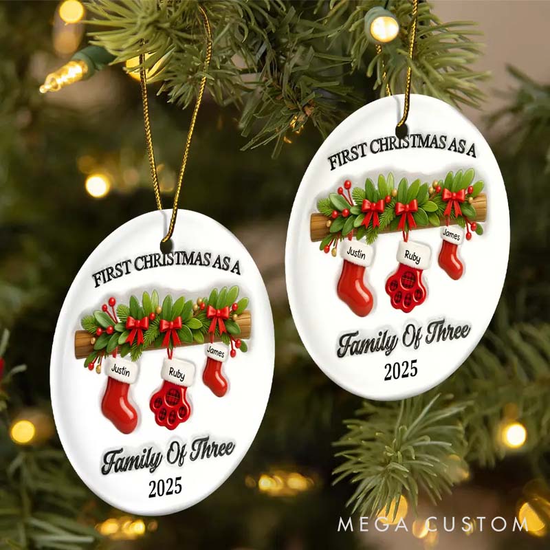 Personalized Pet Lover First Christmas Stockings Family Ornament