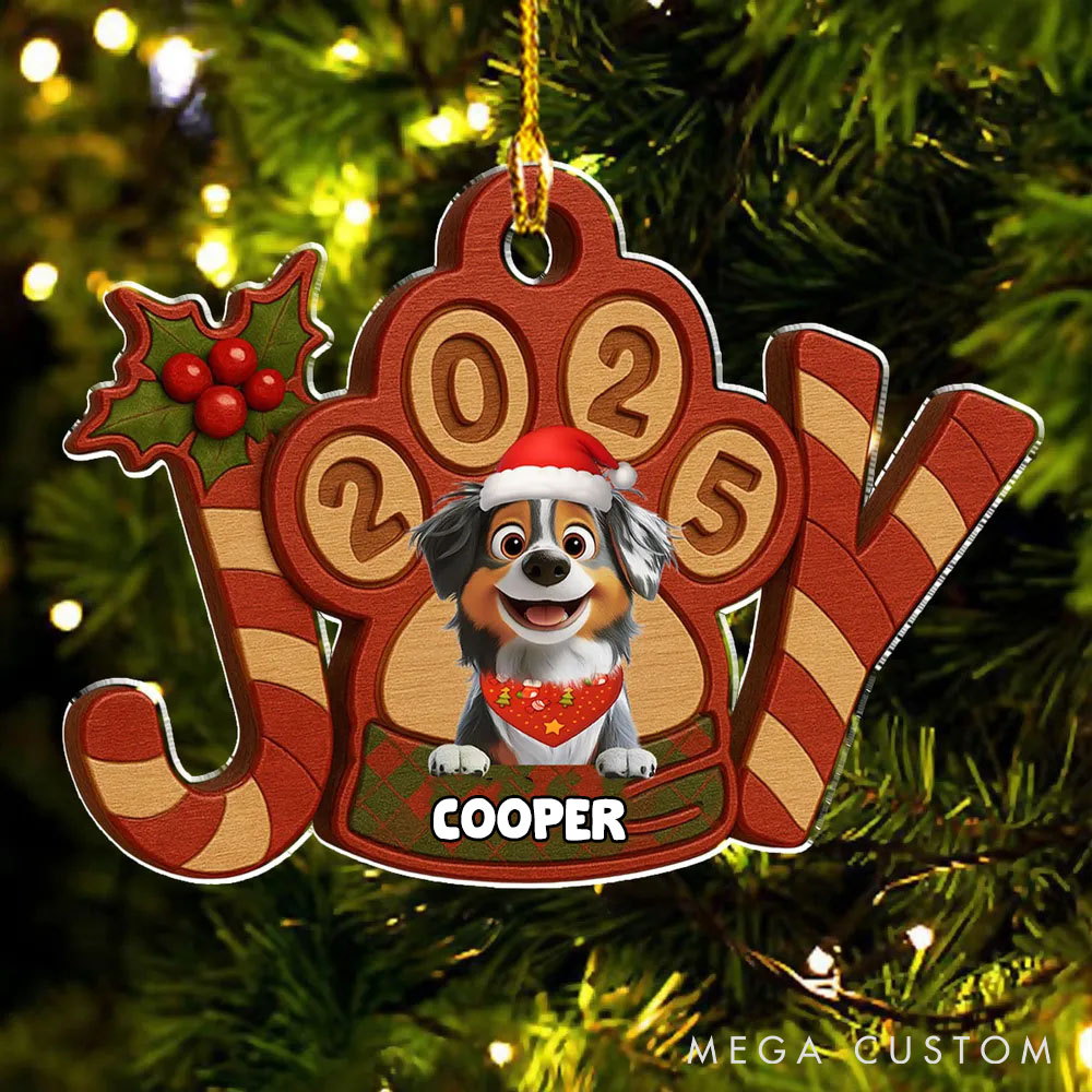 Personalized Dog Lover Joyful Season Christmas Ornament