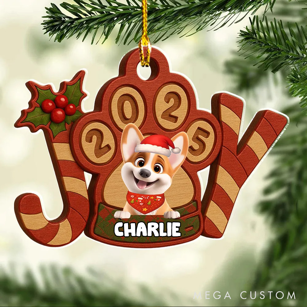 Personalized Dog Lover Joyful Season Christmas Ornament