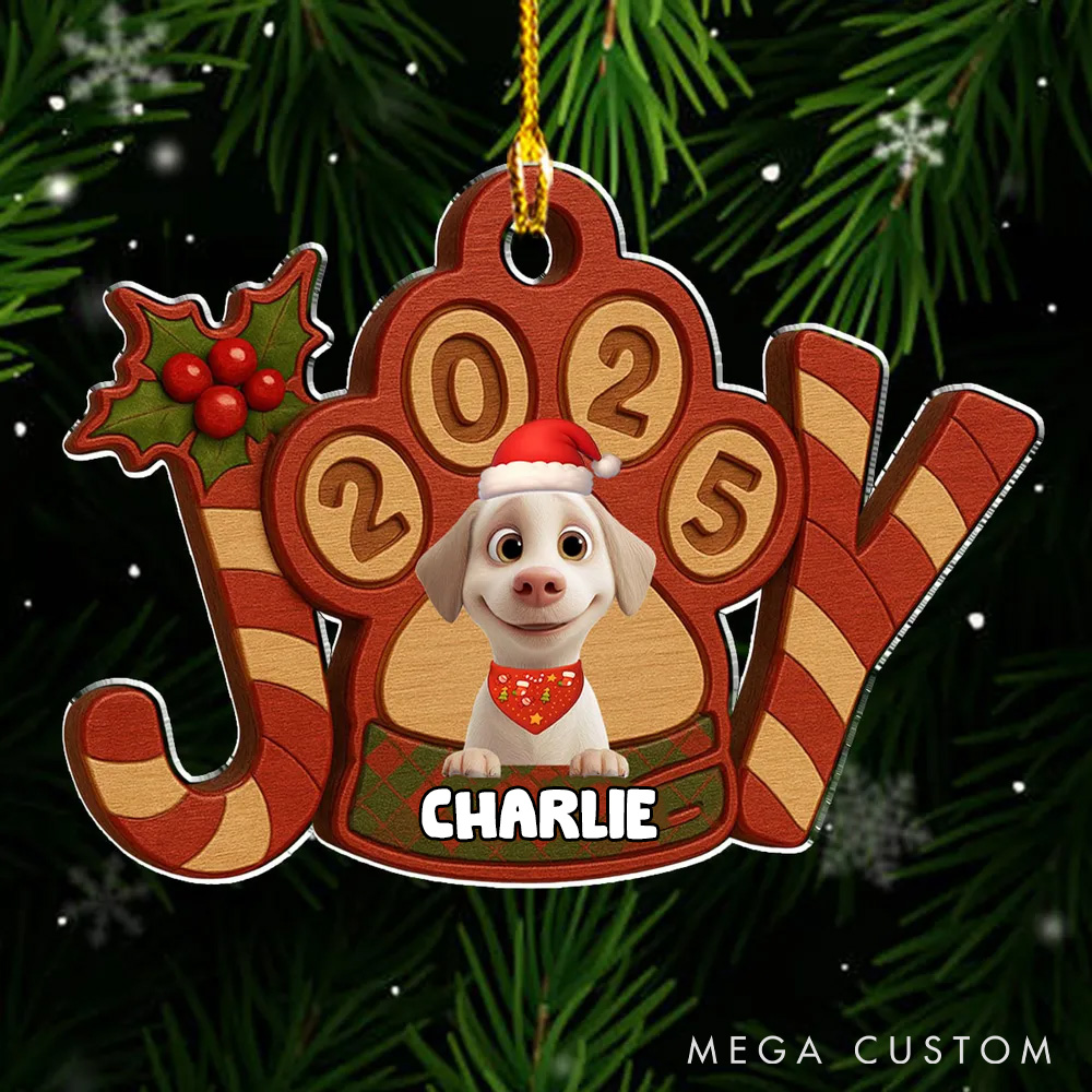 Personalized Dog Lover Joyful Season Christmas Ornament