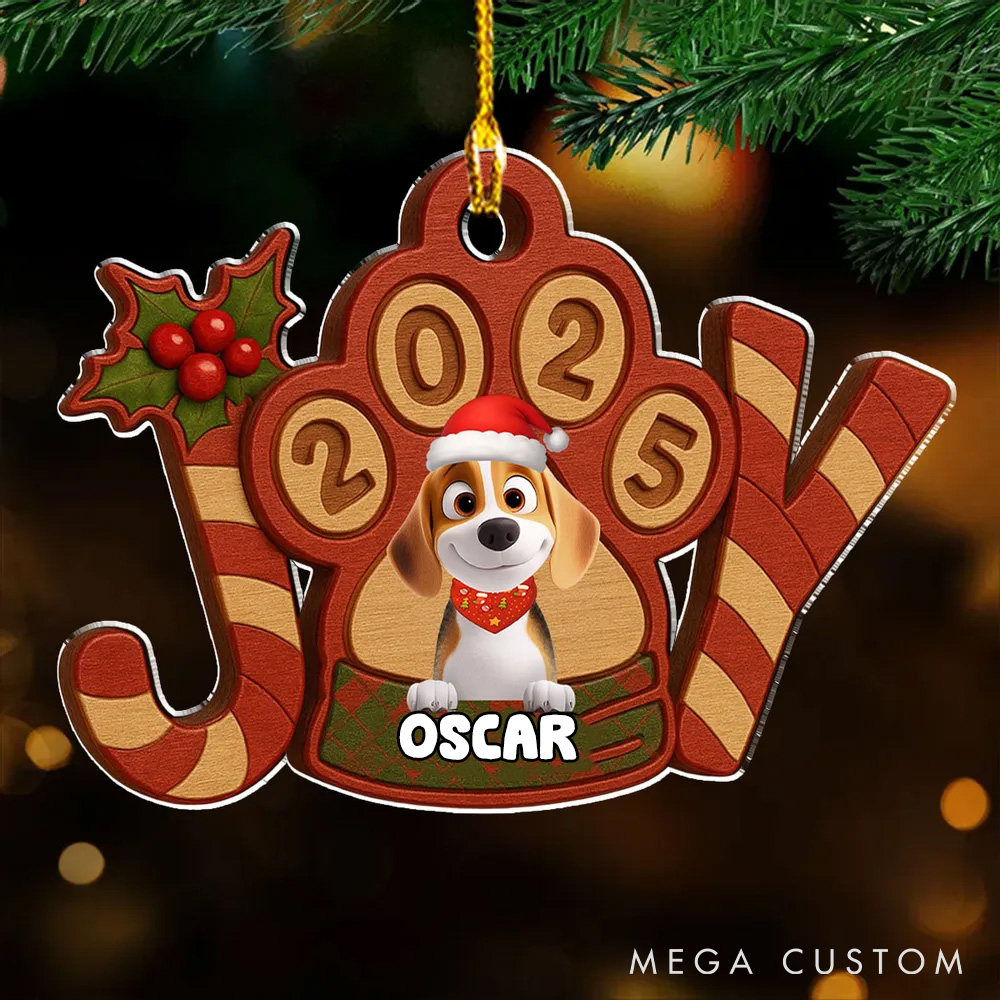 Personalized Dog Lover Joyful Season Christmas Ornament