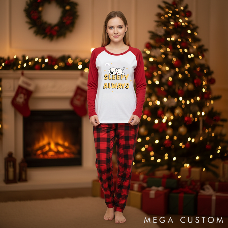 Personalized Dog Lover Sleepy Always Family Matching