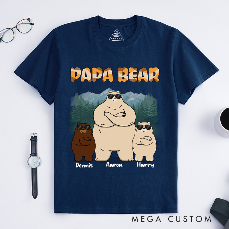 Personalized Awesome Papa Bear Gift for Dad Grandpa Classic T-Shirt
