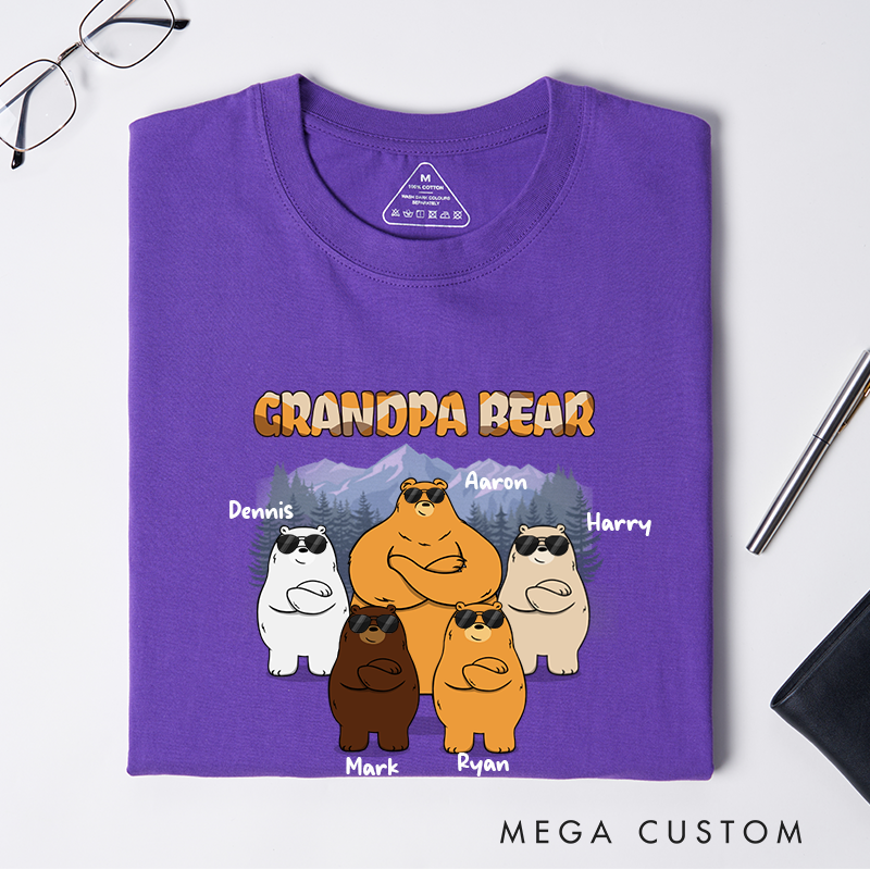 Personalized Awesome Papa Bear Gift for Dad Grandpa Classic T-Shirt