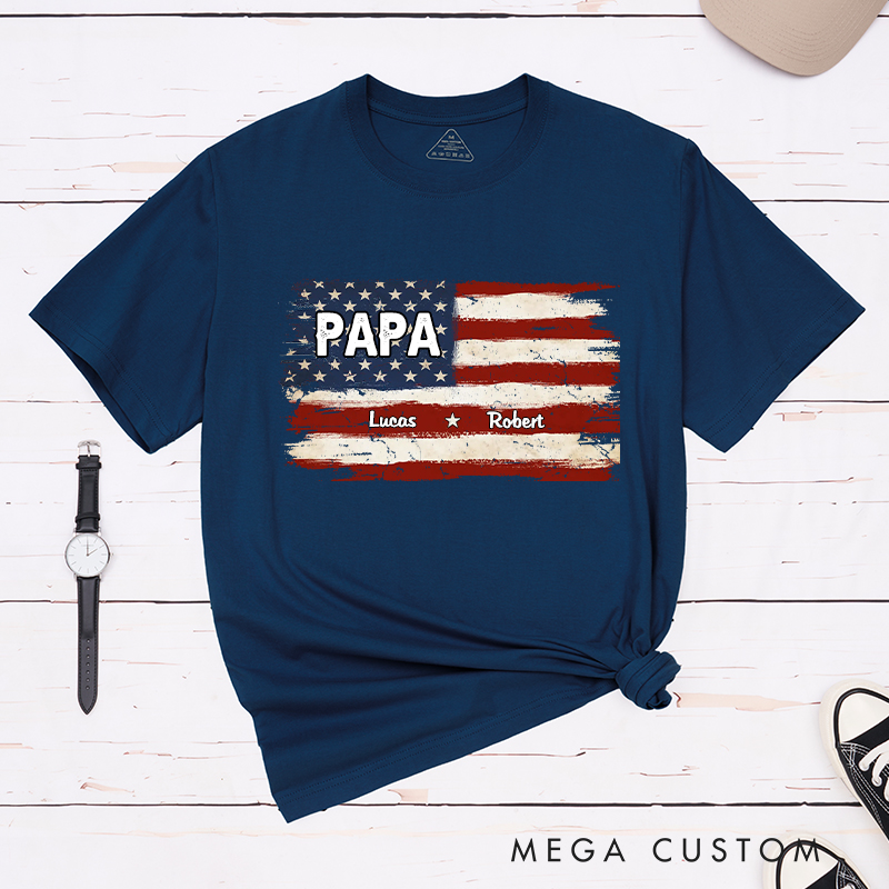 Personalized Proud to Be American Gift for Dad Grandpa Classic T-shirt