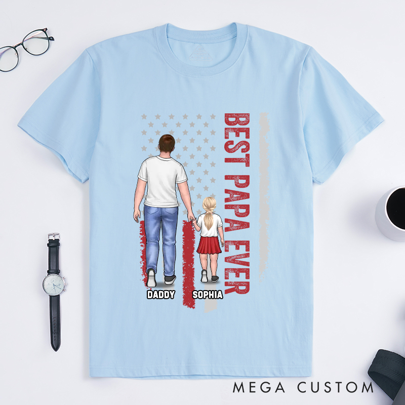 Personalized Red and Blue Line The Best Dad Ever Gift for Dad Classic T-shirt