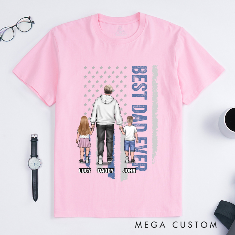 Personalized Red and Blue Line The Best Dad Ever Gift for Dad Classic T-shirt