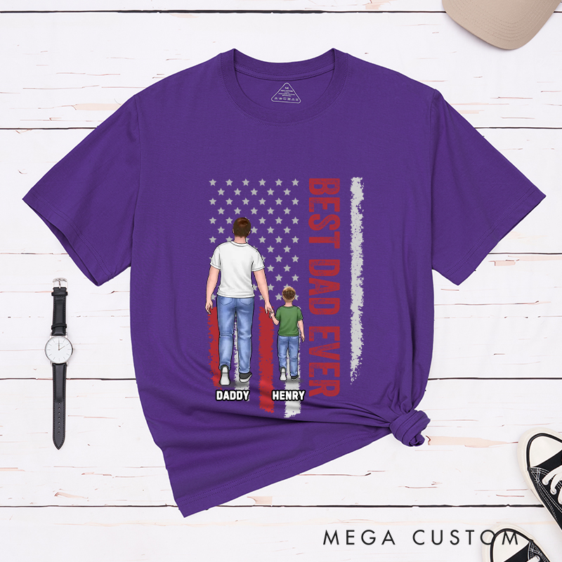 Personalized Red and Blue Line The Best Dad Ever Gift for Dad Classic T-shirt