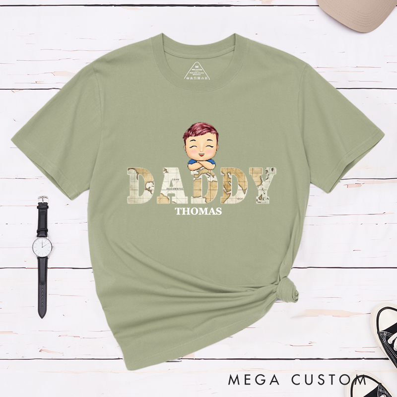 Personalized Vintage Map Papa Title Birthday Loving Gift for Dad Classic T-Shirt