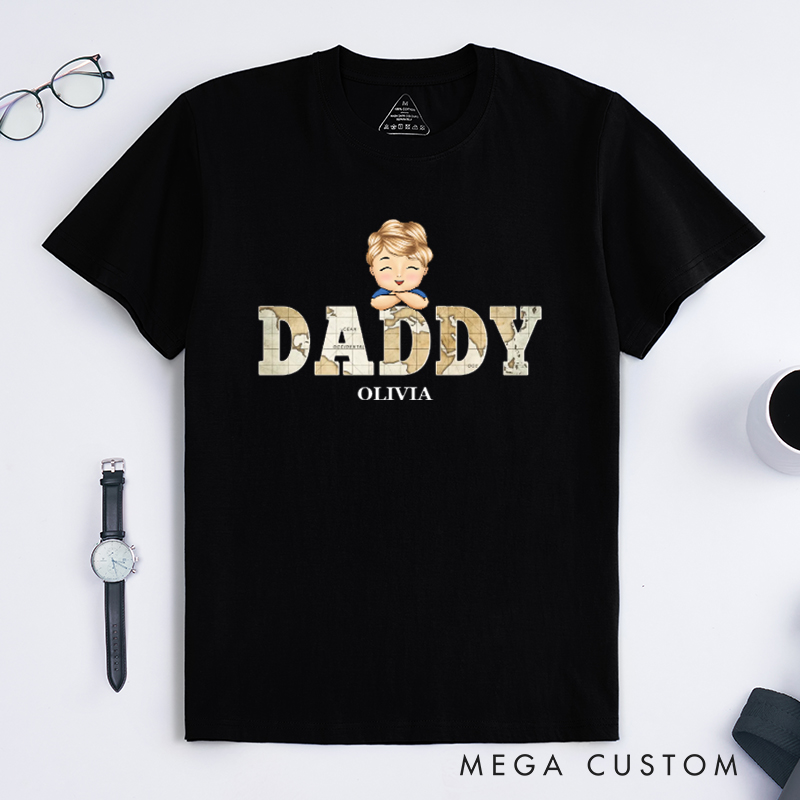 Personalized Vintage Map Papa Title Birthday Loving Gift for Dad Classic T-Shirt