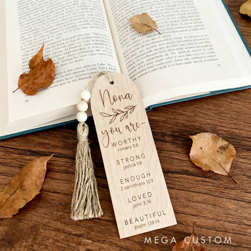 Personalized Bible Verse Bookmarks with Name and Beaded Tassels Birthday Religious Baptism Gift for Family 
