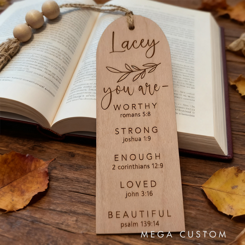 Personalized Bible Verse Bookmarks with Name and Beaded Tassels Birthday Religious Baptism Gift for Family 