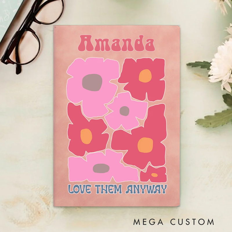 Personalized Multicolor Love Them Anyway A5 Sheepskin Suede Notebook with Name Baptism Birthday Gift for Christians  