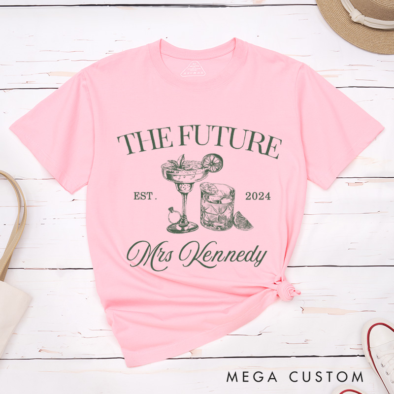 Personalized Vintage-Inspired Future Mrs. Cocktail-Themed Engagement Fiancée Classic T-Shirt  