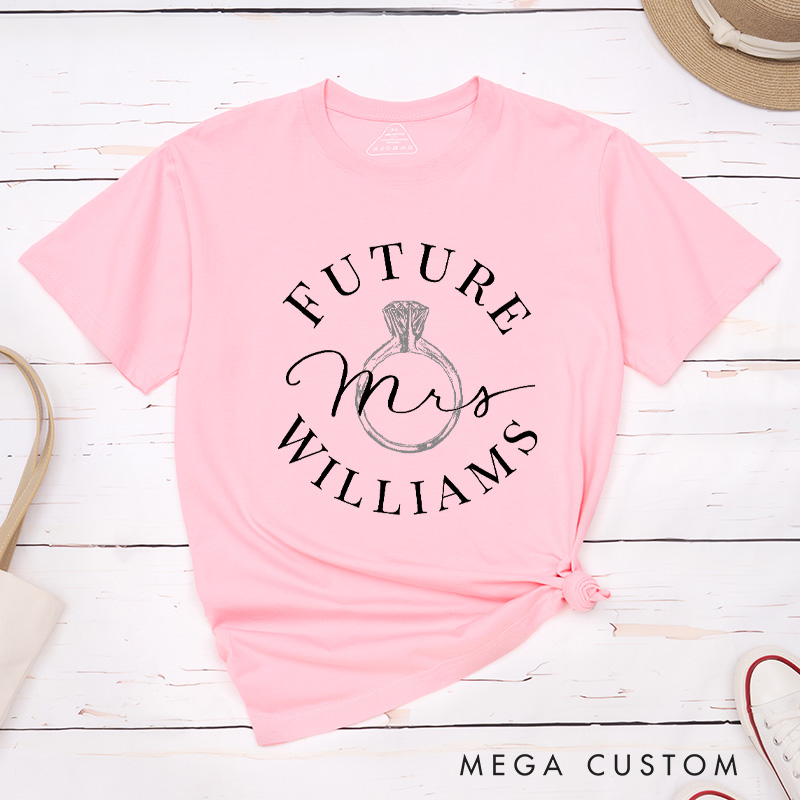 Personalized Elegant Future Mrs. with Ring Fiancee Engagement Fiancée Classic T-Shirt