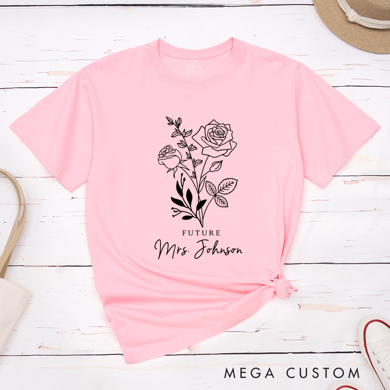 Personalized Elegant Rose Future Mrs Fiancee Engagement Fiancée Classic T-Shirt