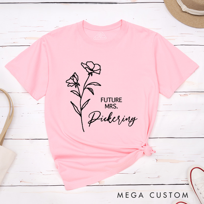 Personalized Poppy Flower Future Mrs Fiancee Engagement Fiancée Classic T-Shirt