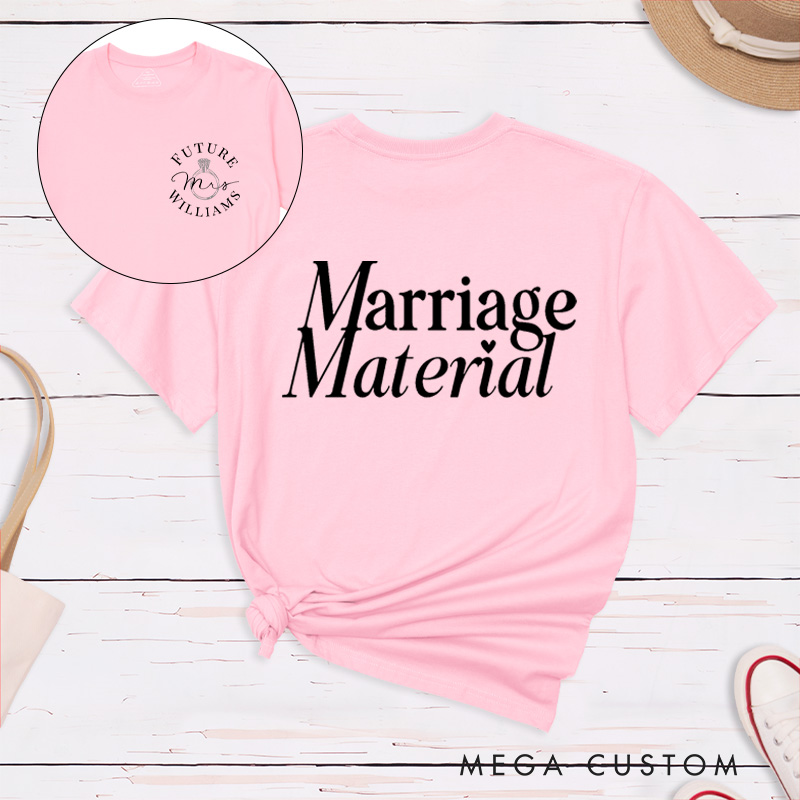 Personalized Elegant Marriage Material Future Mrs. Fiancee Engagement Fiancée Classic T-Shirt