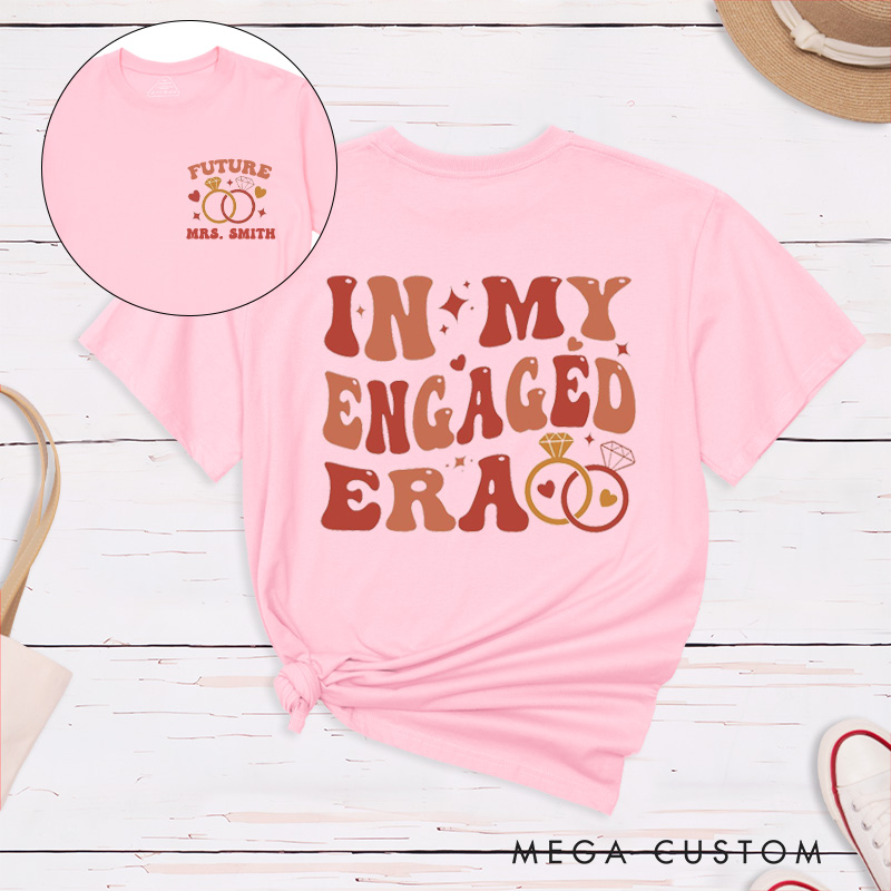 Personalized Vintage In My Engaged Era Future Mrs with Rings and Hearts Fiancee Engagement Fiancée Classic T-Shirt