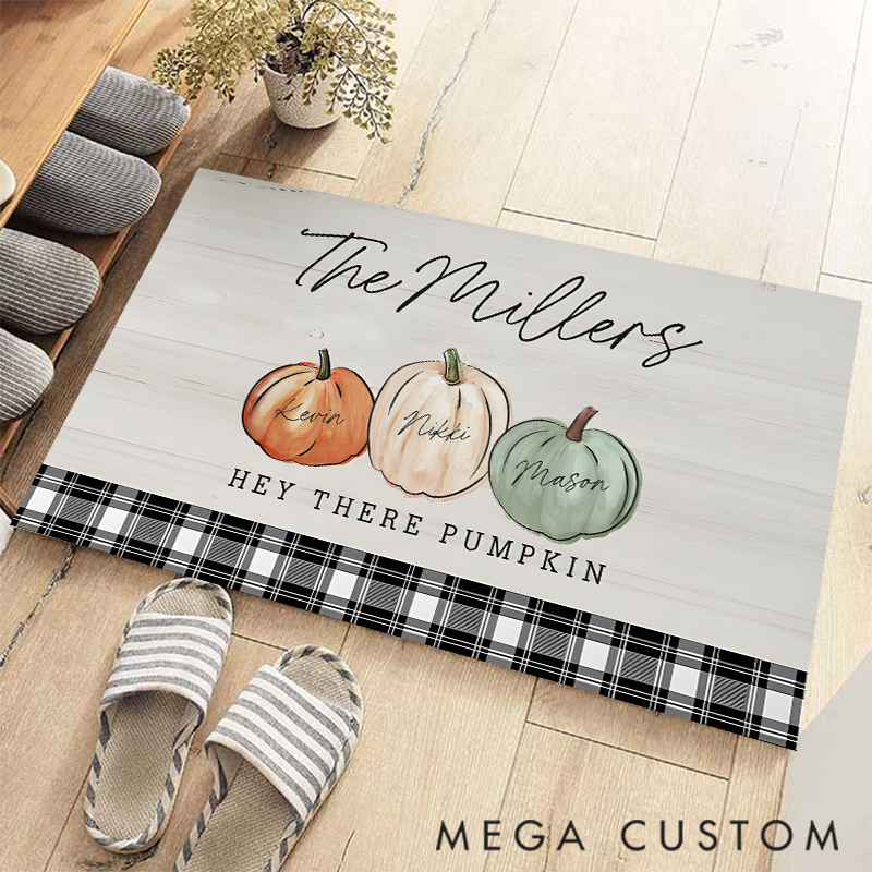 Personalized Fall Family Pumpkins Design Doormat