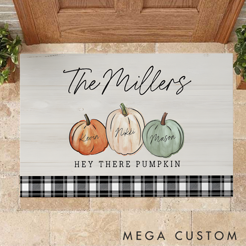 Personalized Fall Family Pumpkins Design Doormat