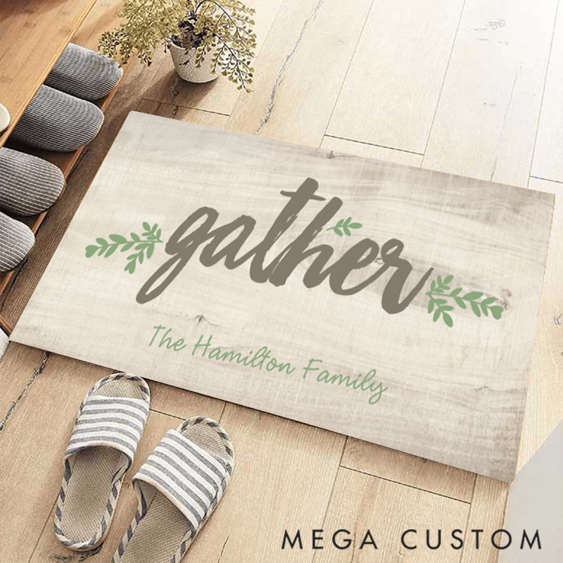 Personalized Family custom Gather Plant Design Doormat