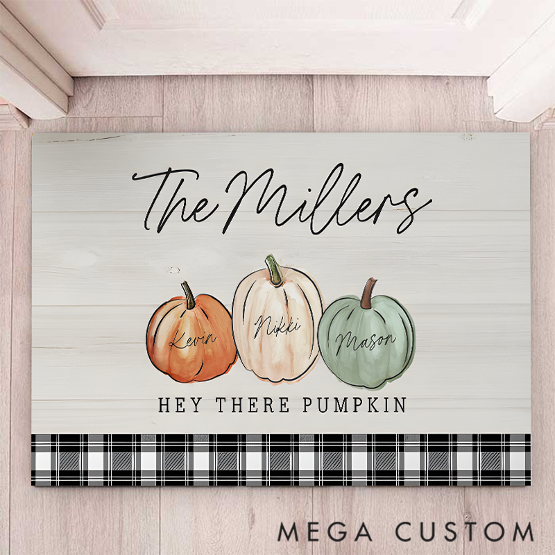 Personalized Fall Family Pumpkins Design Doormat