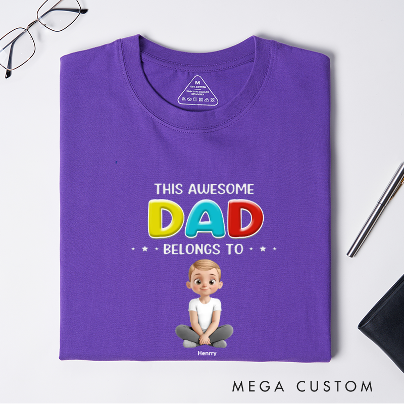 Personalized This Awesome Daddy Belongs To Me Gift for Dad Classic T-shirt