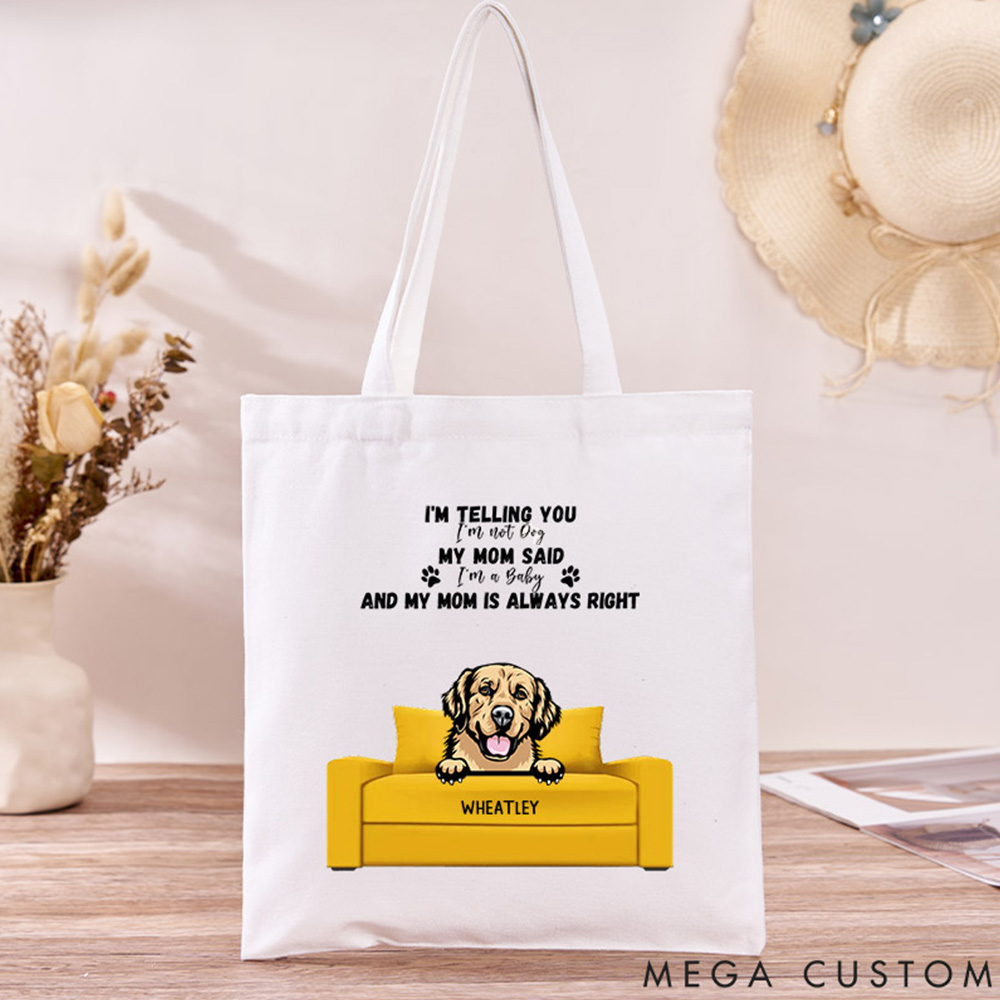 Personalized Dog Lover We're Telling You We're Not Dogs Canvas Tote Bag