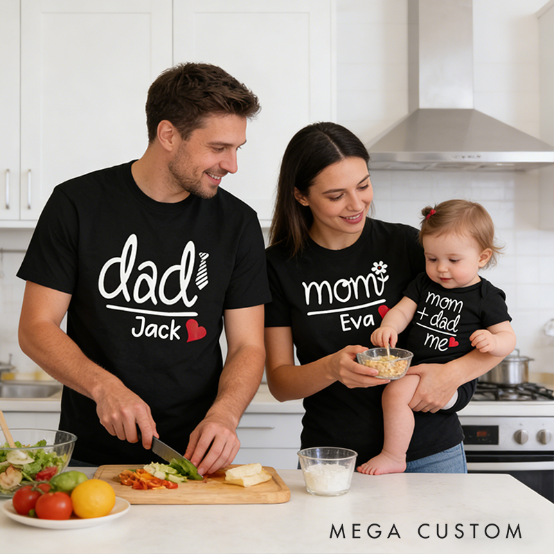 Personalized Dad+Mom=Me Family Matching Outfit Customize Family Names