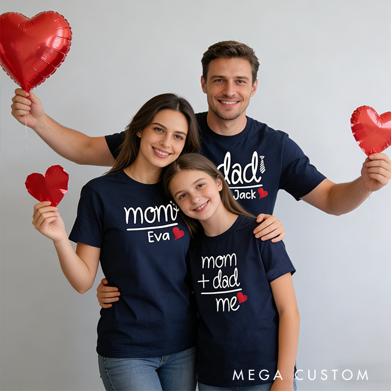 Personalized Dad+Mom=Me Family Matching Outfit Customize Family Names