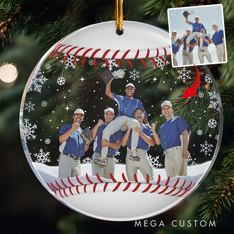 Personalized Baseball Team Christmas Ornament with Custom Photo  