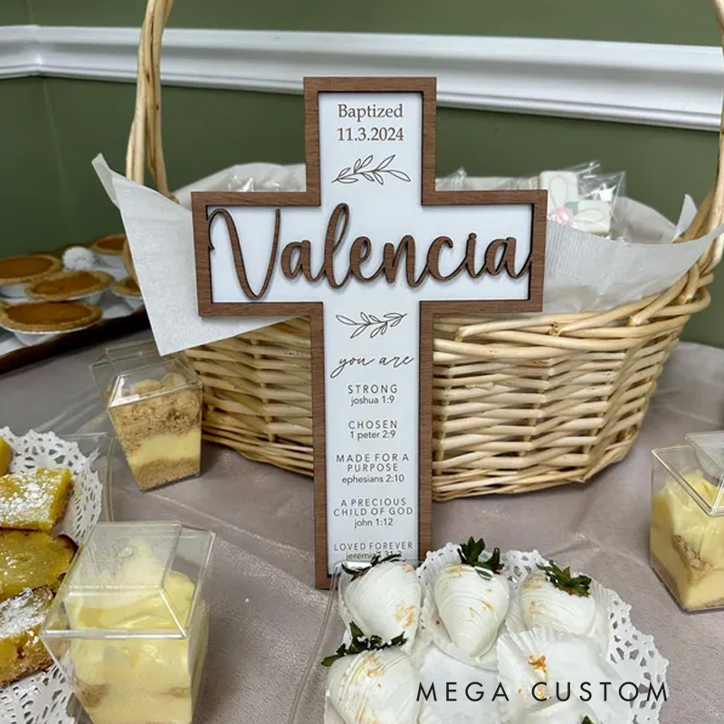 Personalized Wood Cross with Name First communion Confirmation Gifts for Christian Baptism Gift for Home Decor