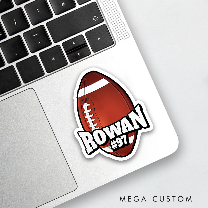 Personalized America Football and Rugby 3D Sticker with Custom Name and Number for Fans