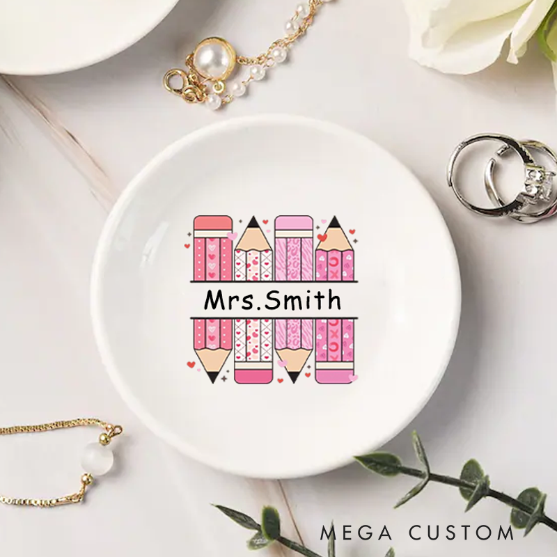 Personalized Jewelry Dish for Teacher Cute Design Ceramic Ring Dish Teacher Appreciation Gift