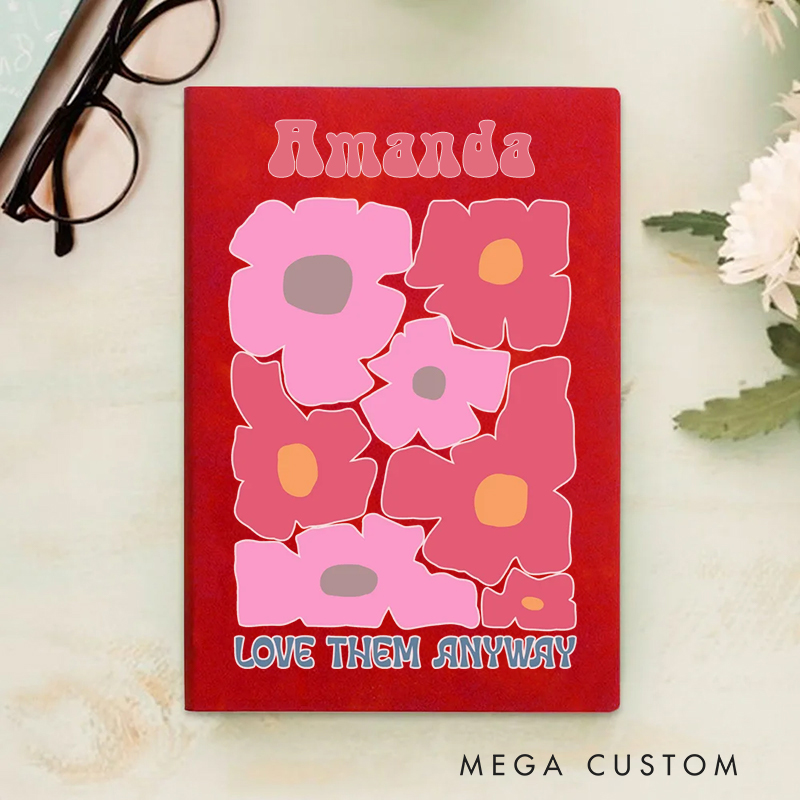 Personalized Multicolor Love Them Anyway A5 Sheepskin Suede Notebook with Name Baptism Birthday Gift for Christians  