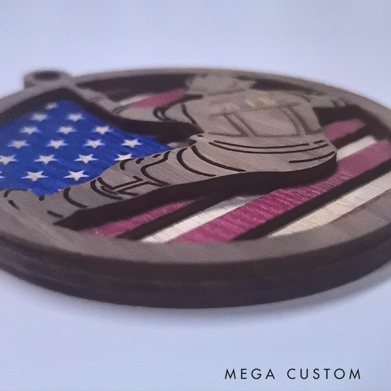 Personalized Wooden Firefighter Ornament First Responder Christmas Gift Wood Ornament