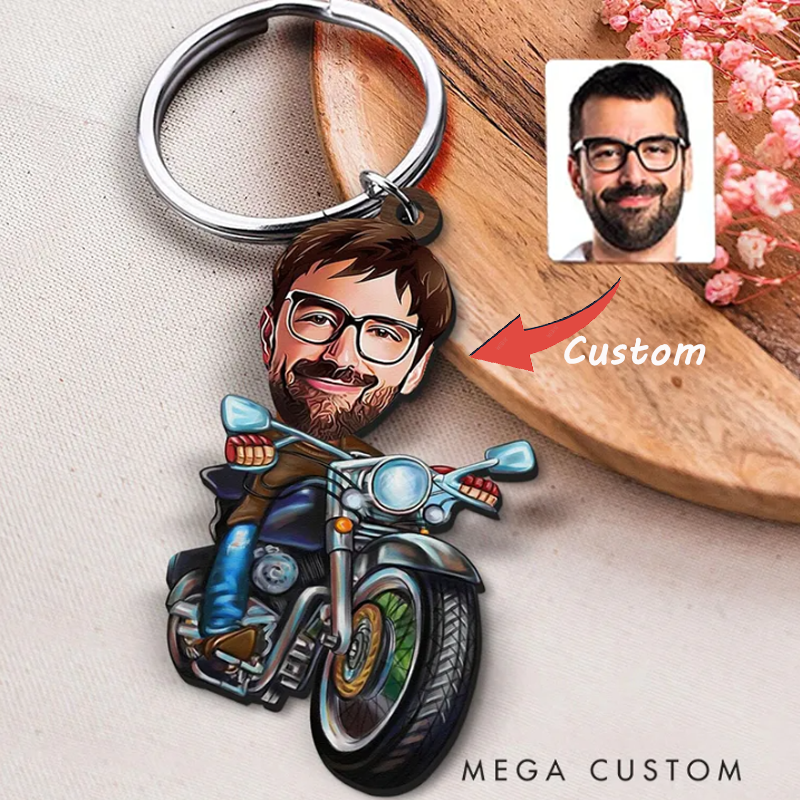 Personalized Acrylic Keychain Custom Motorcyclist Caricature Keychain Gift for Motorcyclist and Motocross Lovers