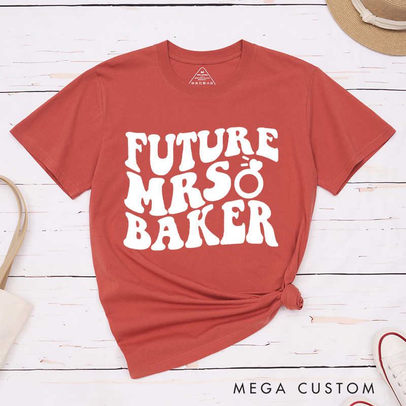 Personalized Retro-Inspired Future Mrs with Ring Fiancee Engagement Fiancée Classic T-Shirt