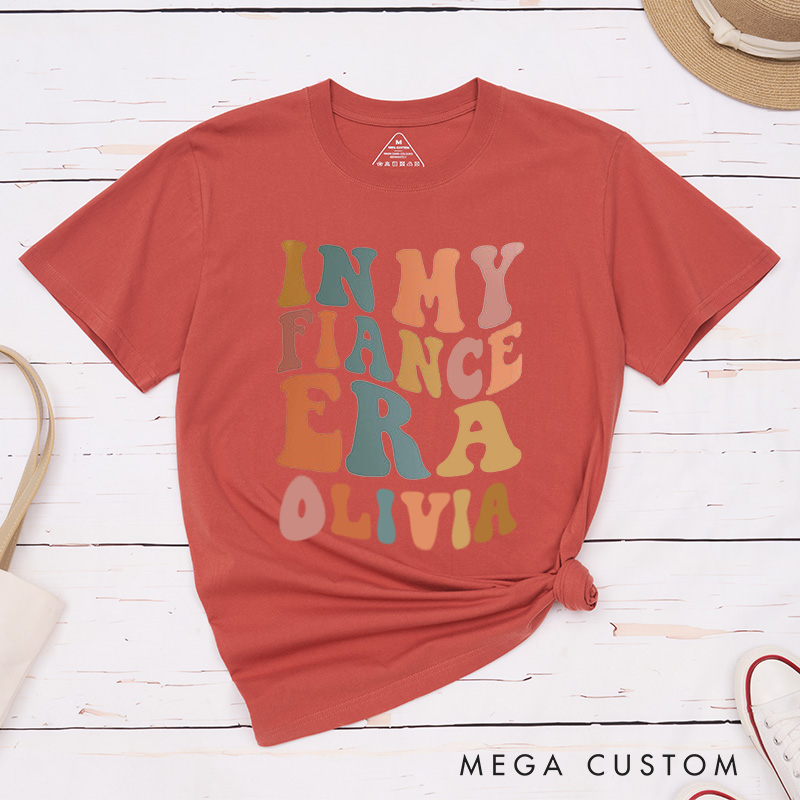 Personalized Retro-Inspired In My Fiance Era in Vibrant Earthy Colors Fiancee Engagement Fiancée Classic T-Shirt